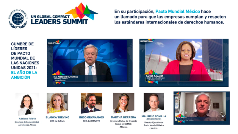 Pacto Mundial México se unió a Leaders Summit 2021 en temas de DH  y empresas